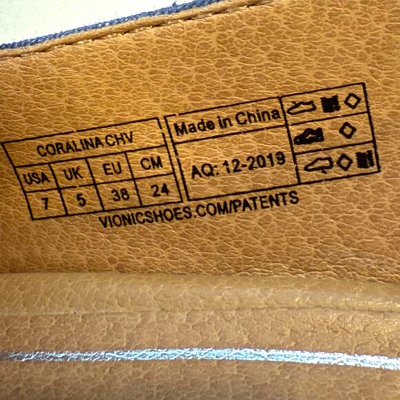 Vionic Aruba Coralina Navy Blue Chevron Espadrilles Wedge Sandals Like New 7 - Picture 7 of 8